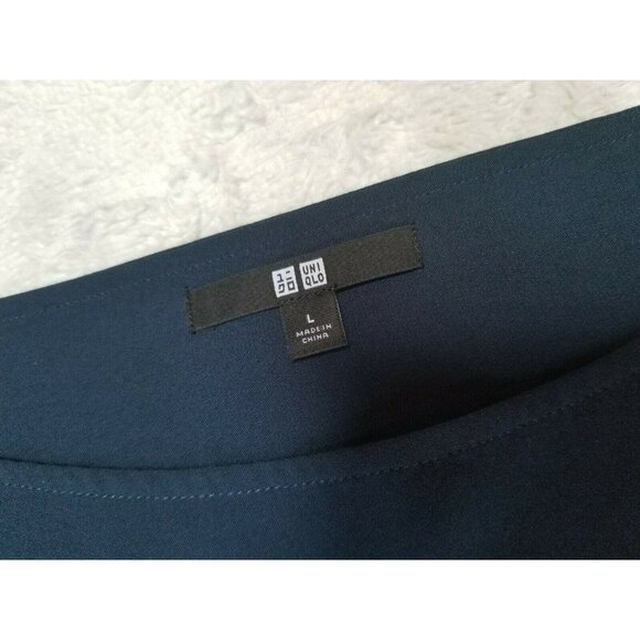 Uniqlo Womens Boat Neck Long Sleeve Chiffon Top Blouse Large Navy Blue Casual - Picture 3 of 6